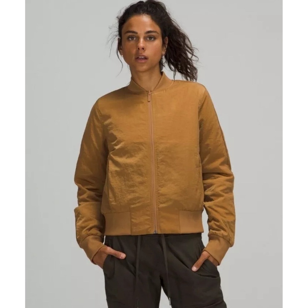 Lululemon Non-Stop Bomber Jacket Reversible Copper Brown Size 2 LW4BUPS